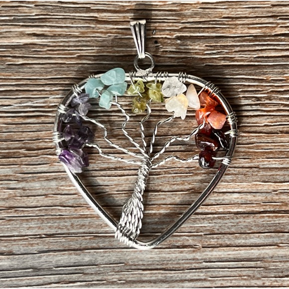 7 Chakra Tree of Life, Heart Pendant - Picture 2 of 2